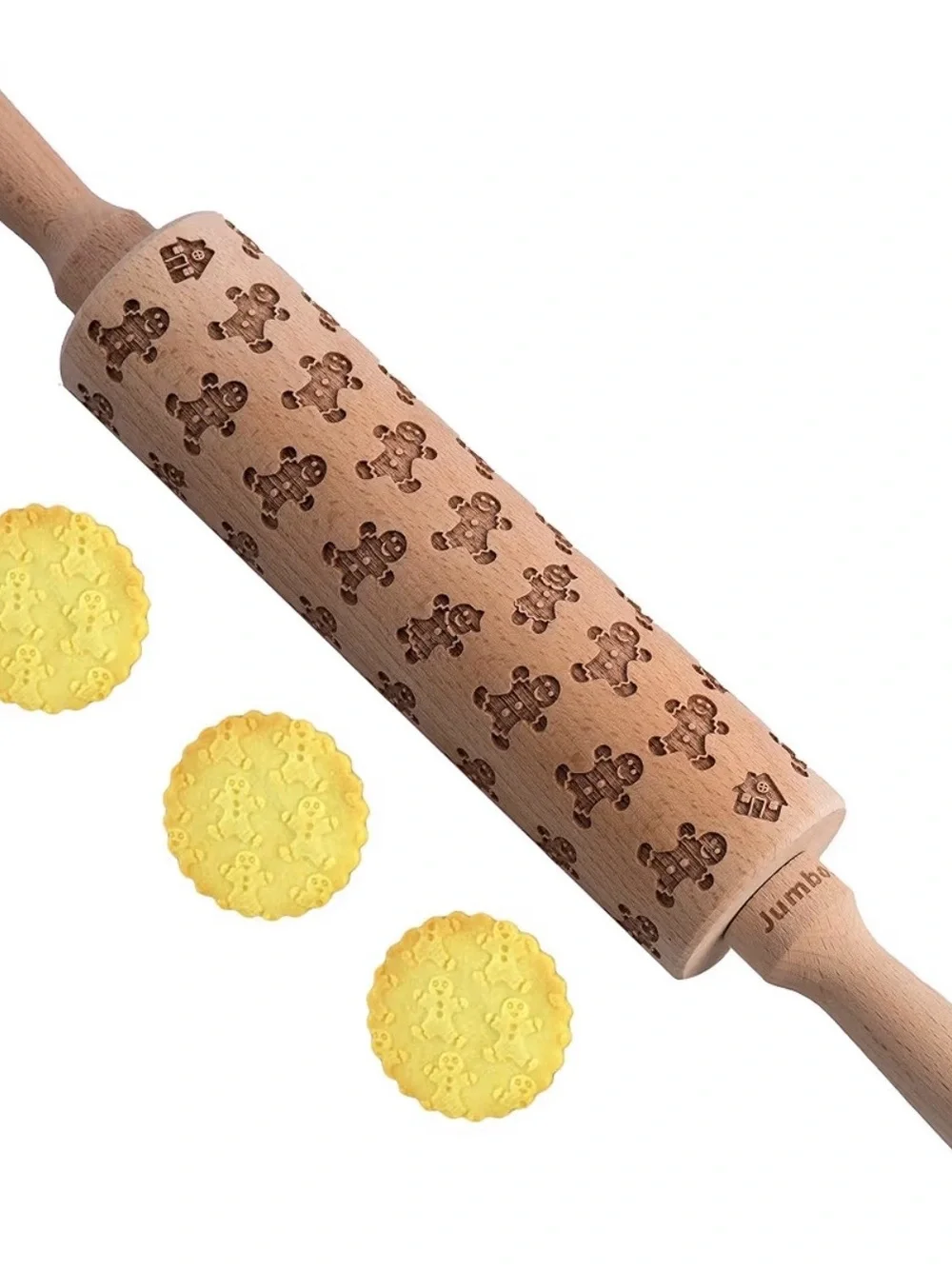 Embossed Gingerbread Pattern Rolling Pin